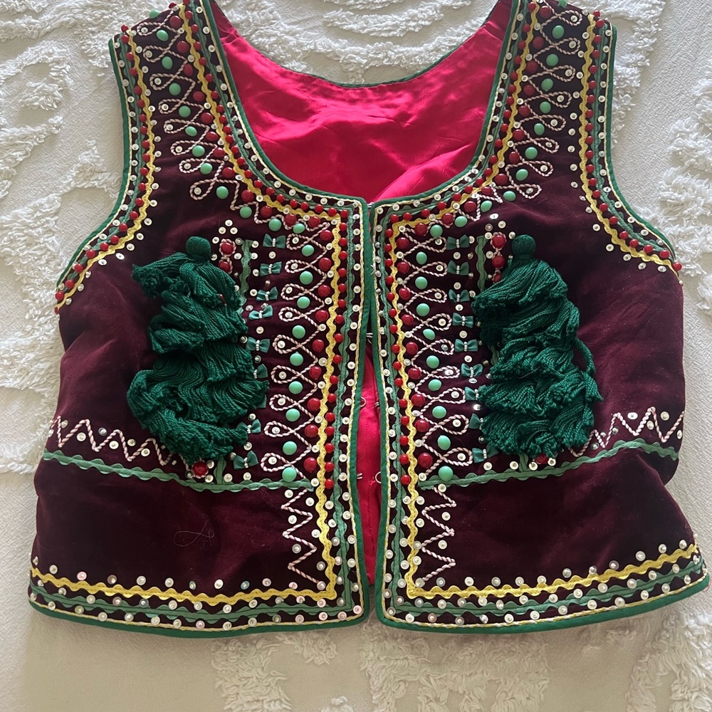 Vintage Polish Hand Beaded, sewn vest Boho
